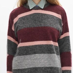 Pastiche Striped Mohair and Wool Crewneck Sweater